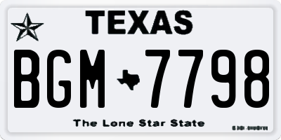 TX license plate BGM7798