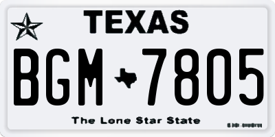 TX license plate BGM7805