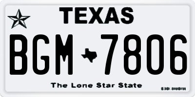 TX license plate BGM7806