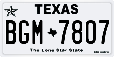 TX license plate BGM7807