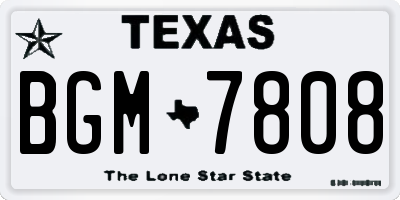 TX license plate BGM7808