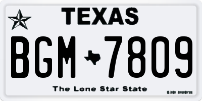 TX license plate BGM7809