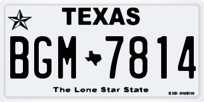 TX license plate BGM7814