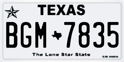TX license plate BGM7835