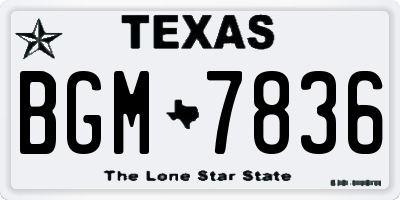 TX license plate BGM7836