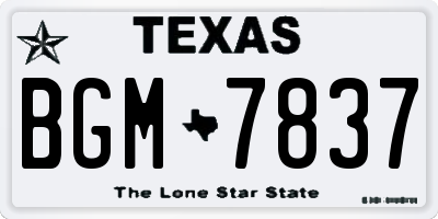 TX license plate BGM7837