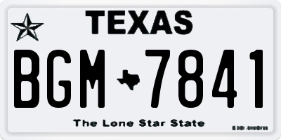 TX license plate BGM7841