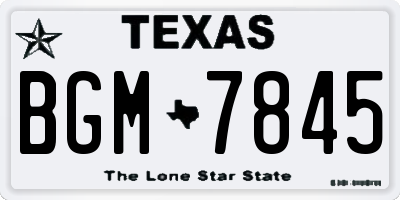 TX license plate BGM7845