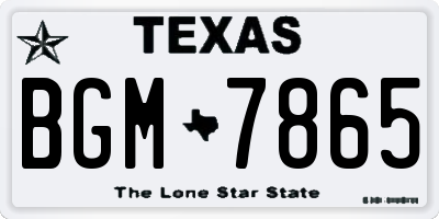 TX license plate BGM7865