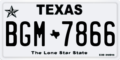 TX license plate BGM7866