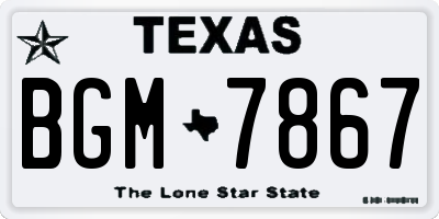 TX license plate BGM7867