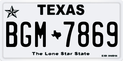 TX license plate BGM7869
