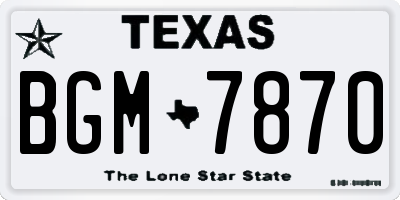 TX license plate BGM7870