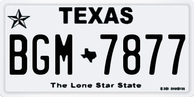 TX license plate BGM7877