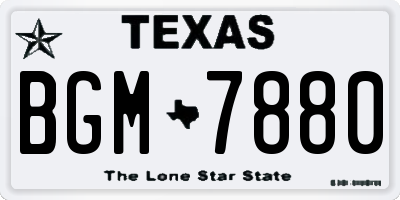 TX license plate BGM7880