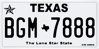 TX license plate BGM7888