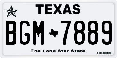 TX license plate BGM7889