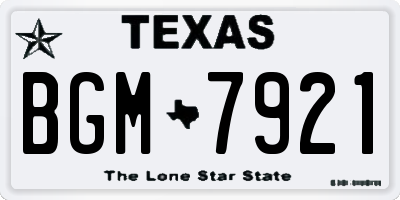 TX license plate BGM7921