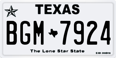 TX license plate BGM7924