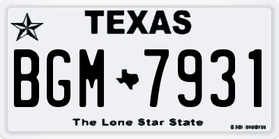 TX license plate BGM7931