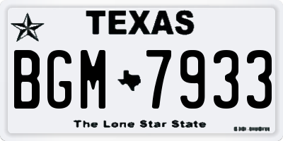 TX license plate BGM7933