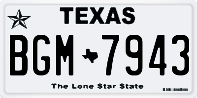 TX license plate BGM7943
