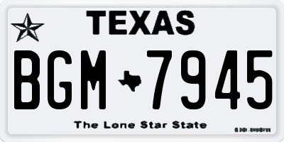 TX license plate BGM7945
