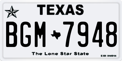 TX license plate BGM7948