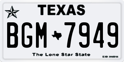 TX license plate BGM7949
