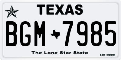 TX license plate BGM7985