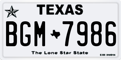 TX license plate BGM7986