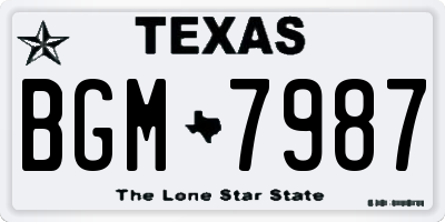 TX license plate BGM7987
