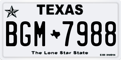 TX license plate BGM7988