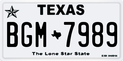 TX license plate BGM7989