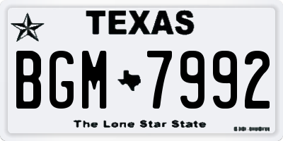 TX license plate BGM7992