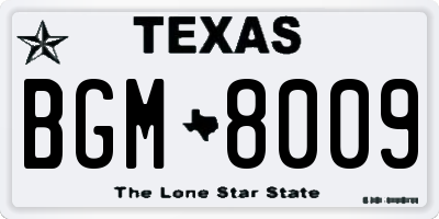 TX license plate BGM8009
