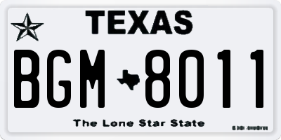 TX license plate BGM8011