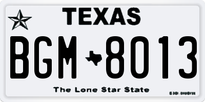 TX license plate BGM8013