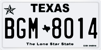 TX license plate BGM8014
