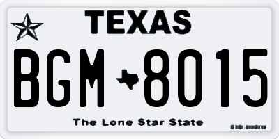 TX license plate BGM8015