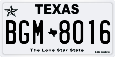 TX license plate BGM8016
