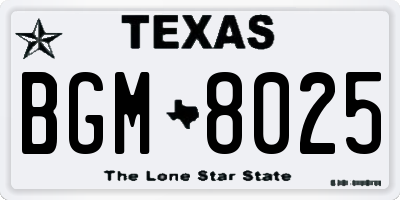 TX license plate BGM8025