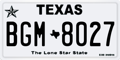 TX license plate BGM8027