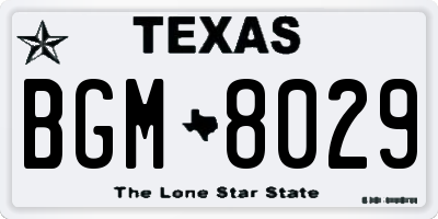 TX license plate BGM8029