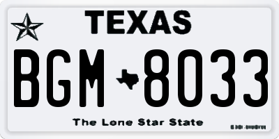 TX license plate BGM8033