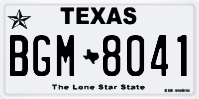 TX license plate BGM8041