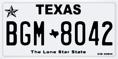 TX license plate BGM8042