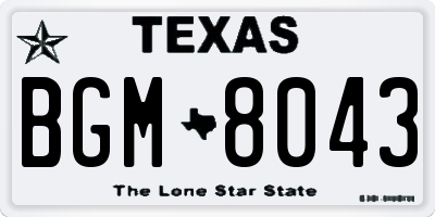TX license plate BGM8043