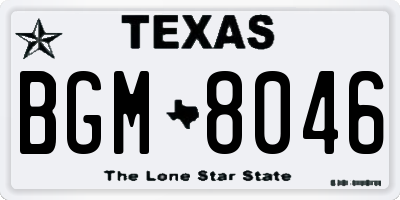 TX license plate BGM8046