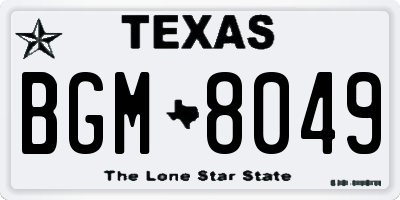 TX license plate BGM8049